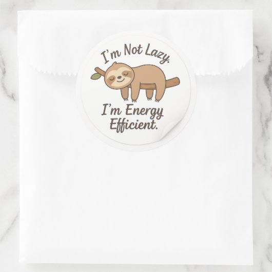 Funny Sloth “I’m Energy Efficient” Sticker (Sac)