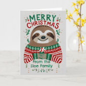 Funny Sloth Kerstmis Kaart (Gele Bloem)
