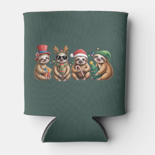 Funny Sloth Lover Christmas Lights Merry Slothmas  Blikjeskoeler (Voorkant)