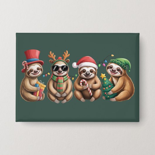 Funny Sloth Lover Christmas Lights Merry Slothmas  Button (Voorkant)