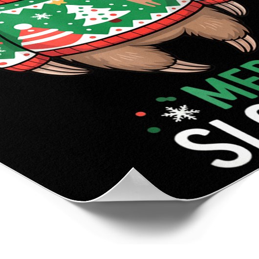 Funny Sloth Lover Christmas Merry Slothmas Ugly Ho Poster (Hoek)
