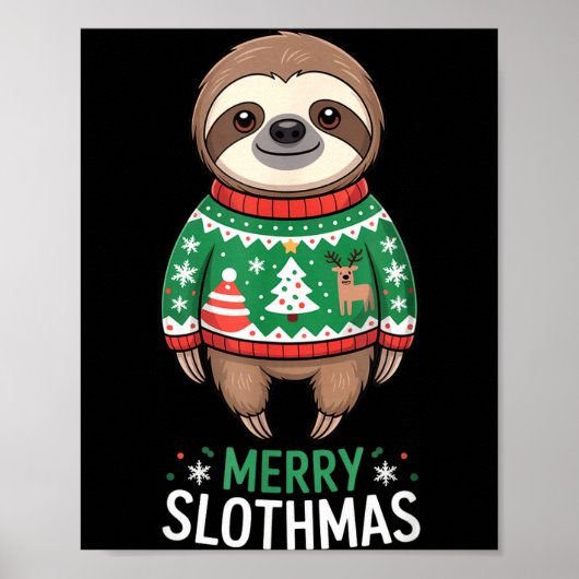 Funny Sloth Lover Christmas Merry Slothmas Ugly Ho Poster (Voorkant)