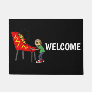 Funny Sloth Pplaying Pinball Cartoon Deurmat
