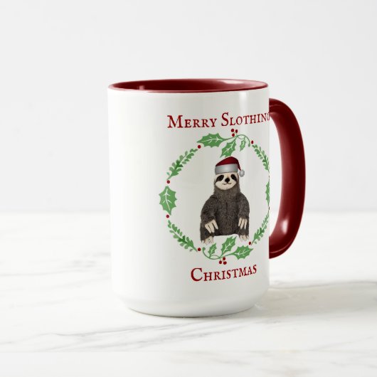 Funny Sloth Pun Merry Kerstmis Santa Hat Mok (Voorkant rechts)
