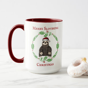 Funny Sloth Pun Merry Kerstmis Santa Hat Mok