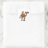 Funny Sloth Riding Camel Cartoon Vierkante Sticker (Tas)