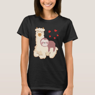Funny Sloth Riding Llama Shirt grappig Alpaca Hear