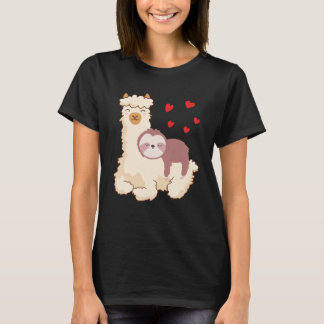 Funny Sloth Riding Llama Shirt grappig Alpaca Hear