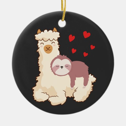 Funny Sloth Riding Llama Shirt grappig Alpaca Hear Keramisch Ornament (Voorkant)