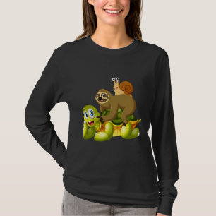 Funny Sloth Riding Turtle Slak Cute Trage Animals T-shirt