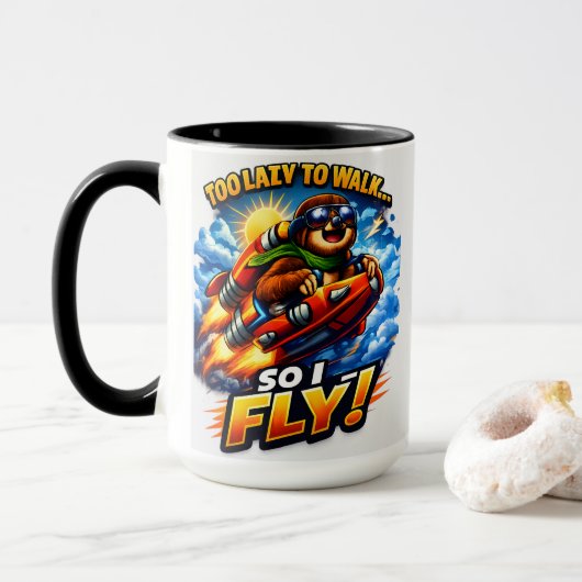 Funny Sloth Rocket Meme, Too Lazy to Walk So I Fly Mok (Met donut)