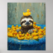 Funny Sloth Rubber Duck Pool Poster (Voorkant)