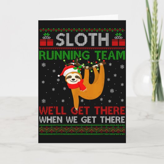 Funny Sloth Running Team Xmas Lights Ugly Sloth Ch Kaart (Voorkant)