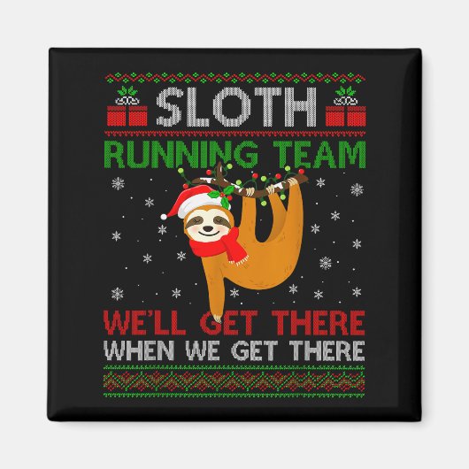 Funny Sloth Running Team Xmas Lights Ugly Sloth Ch Magneet (Voorkant)