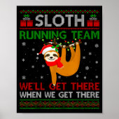 Funny Sloth Running Team Xmas Lights Ugly Sloth Ch Poster (Voorkant)