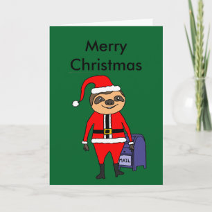 Funny Sloth Santa Claus-Cartoon Feestdagen Kaart