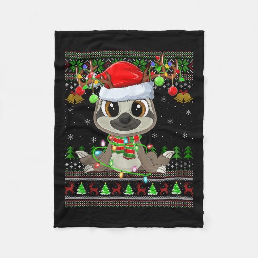 Funny Sloth Ugly Christmas Sweaters Holiday Santa  Fleece Deken (Voorkant)
