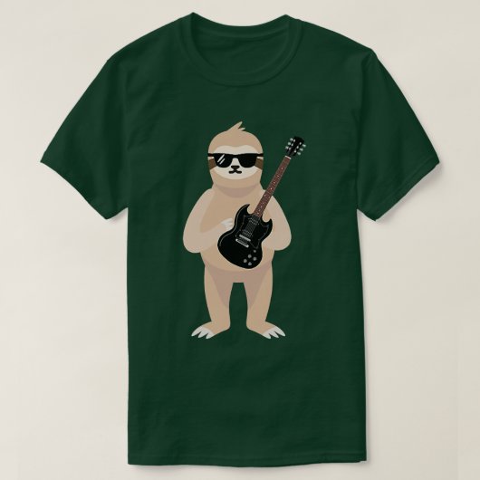 Funny Sloth Wearing Sunglasses Playing Electric Gu T-shirt (Design voorkant)