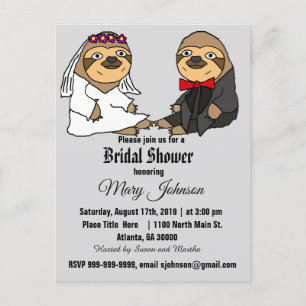 Funny Sloth Wedding Cartoon Uitnodiging Briefkaart