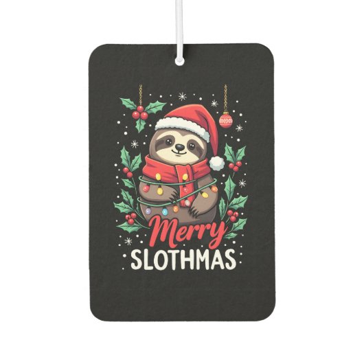 Funny Sloth Xmas Lights Merry Slothmas Sloth Chris Luchtverfrisser (Voorkant)