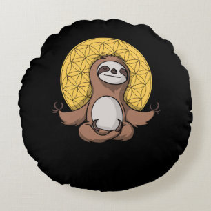 Funny Sloth Zen Yoga Meditation Animal Rond Kussen
