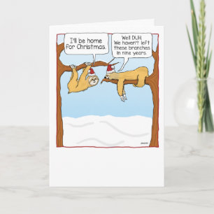 Funny Sloths Kerstmis Kaart
