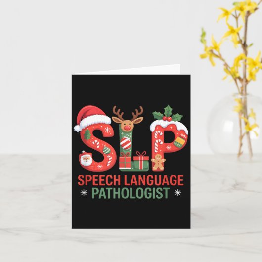 Funny Slp Christmas Speech Language Pathologist Ho Kaart (Gele Bloem)