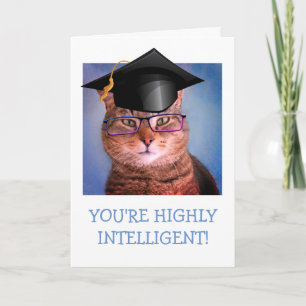 Funny Smart Cat Afstuderen Kaart