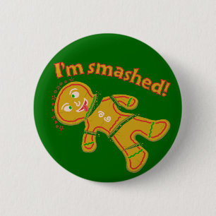 Funny Smashed Gingerbrood Kerstmis Ronde Button 5,7 Cm