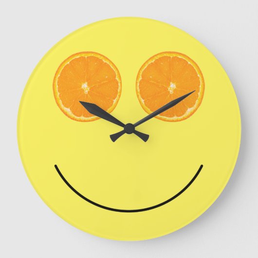 Funny Smile Face Oranje Slice Kitchen Wall Clocks Grote Klok (Voorkant)