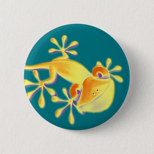 Funny Smiling Gecko + uw achtergrond en ideeën Ronde Button 5,7 Cm (Voorkant)