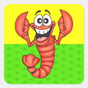 Funny Smiling Lobster Vierkante Sticker
