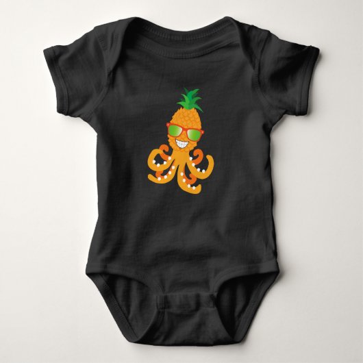FUNNY SMILLE EXOTIC TROPICAL PINEAPPLE OCTOPUS ROMPER (Voorkant)