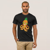 FUNNY SMILLE EXOTIC TROPICAL PINEAPPLE OCTOPUS T-SHIRT (Voorkant volledig)