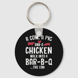 Funny Smoked Meat Steak Grilling Bar Barbecue Sleutelhanger