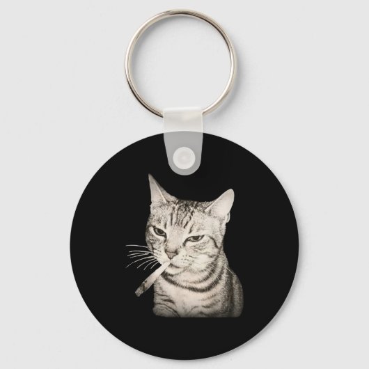 Funny Smoking Cat Cigarette Kitty Gen Z Meme Sleutelhanger (Voorkant)