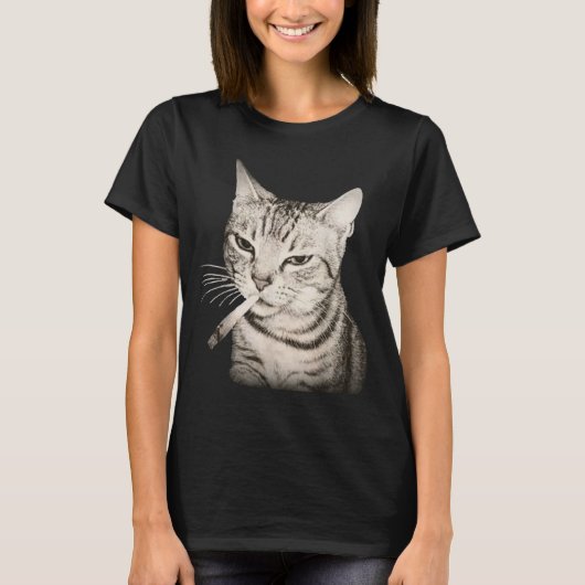 Funny Smoking Cat Cigarette Kitty Gen Z Meme T-shirt (Voorkant)