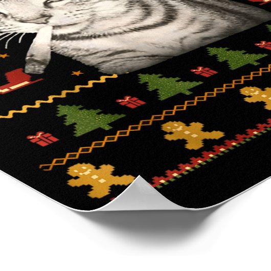 Funny Smoking Cat Meme Christmas Ugly Sweaters For Poster (Hoek)