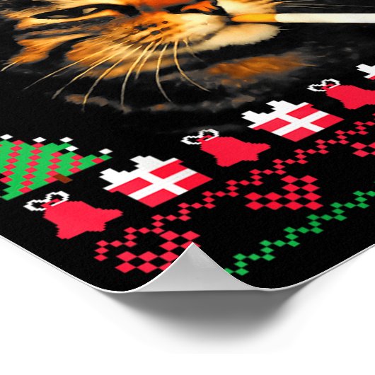 Funny Smoking Cat Meme Ugly Christmas Sweater For  Poster (Hoek)