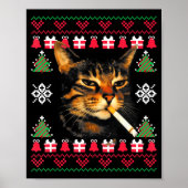 Funny Smoking Cat Meme Ugly Christmas Sweater For  Poster (Voorkant)