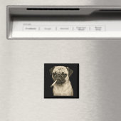 Funny Smoking Pug Dog Cigarette Gen Z Meme Graphic Magneet (Insitu (Vaatwasser))
