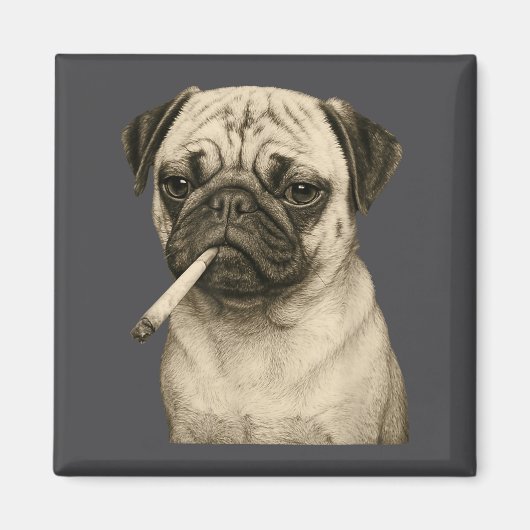 Funny Smoking Pug Dog Cigarette Gen Z Meme Graphic Magneet (Voorkant)