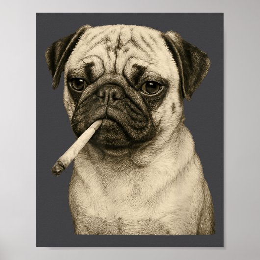 Funny Smoking Pug Dog Cigarette Gen Z Meme Graphic Poster (Voorkant)