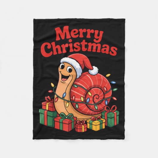 Funny Snail Santa Hat Animals Lovers Ugly Christma Fleece Deken (Voorkant)