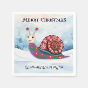 Funny Snail Snow Pun Humor Nieuwigheid Kerst Servet