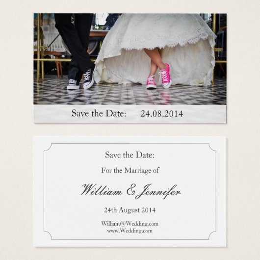 Funny Sneakers Save the Date Wedding Visitekaartje (Voorkant /achterkant)