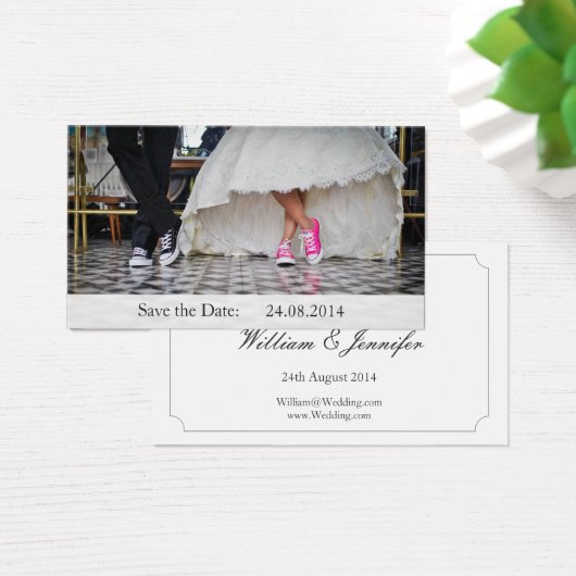 Funny Sneakers Save the Date Wedding Visitekaartje (Bureau)