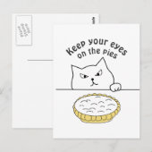 Funny Sneaky Cat na Cream Pie Briefkaart (Voorkant / Achterkant)