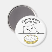 Funny Sneaky Cat na Illustratie van Cream Pie Magneet (Voorkant / Achterkant)