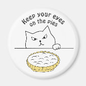 Funny Sneaky Cat na Illustratie van Cream Pie Magneet (Voorkant)